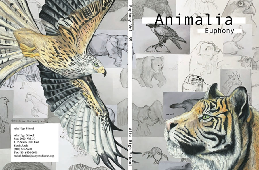 This year's Euphony cover features the art work of Bryn Parkinson designed around the theme "Animalia."