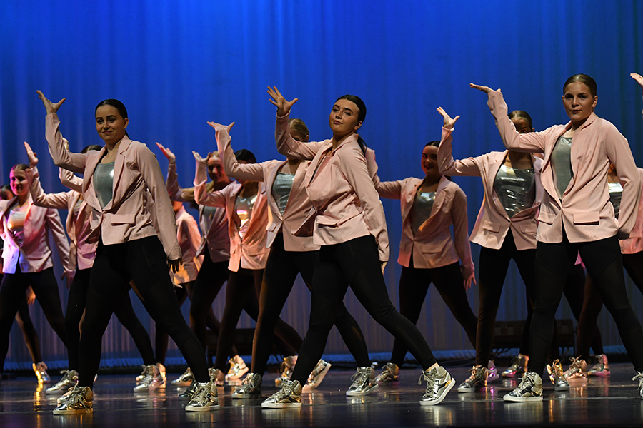 Members of last years Dance Company perform for their parents at a special concert just before Covid closed in school instruction and their concerts were cancelled.