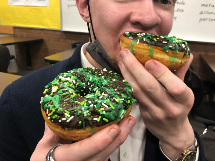 March 17th arrives and people get crazy for green, even Harmons celebrates with their green sprinkled donuts.