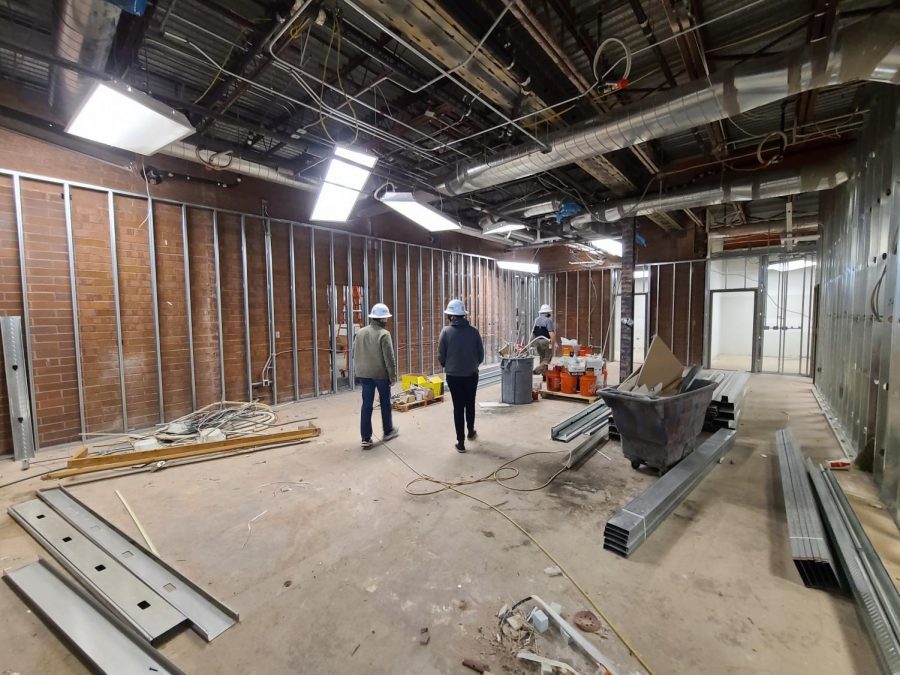 The former main and attendance offices are being transformed into a new career center, classroom and alumni room with a large conference area.