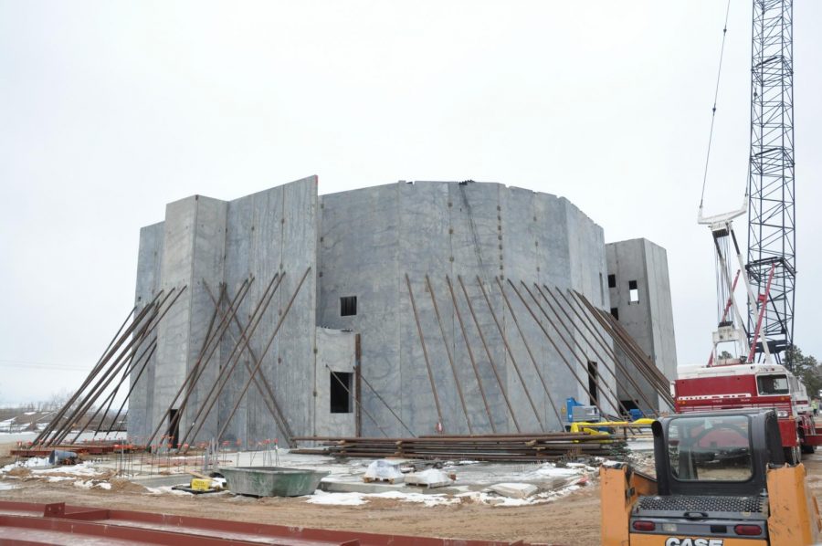 This image of the Performing Arts Center was taken February 2019 after the tilt-up walss had been placed.