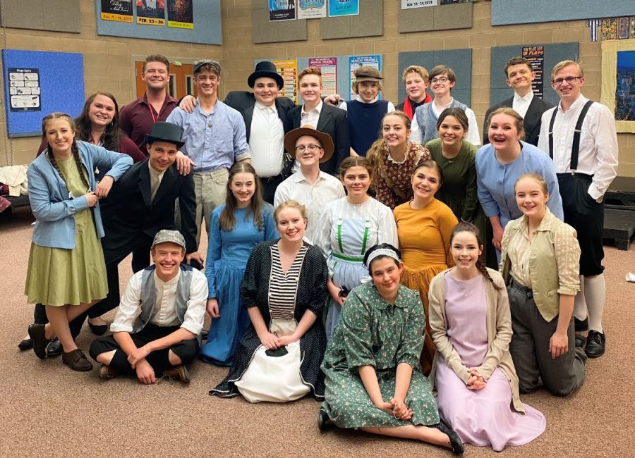 Theatre students pose for a group photo at the state competition held at Spanish Fork High School last weekend.