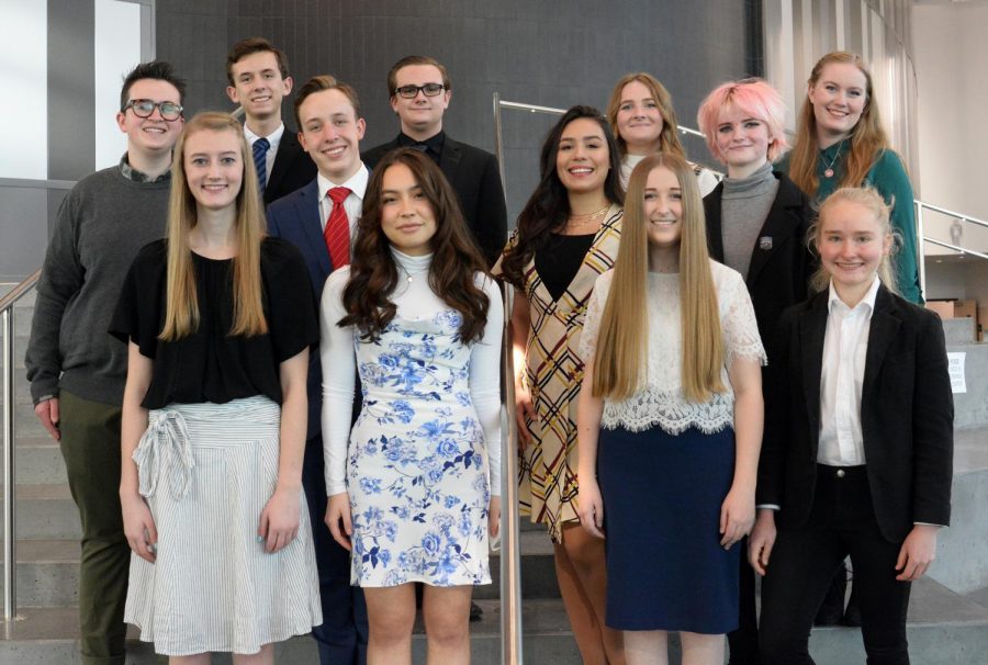 Last years Sterling Scholars pose for a group photo. These winners went on to compete with scholars from other schools in individual categories.