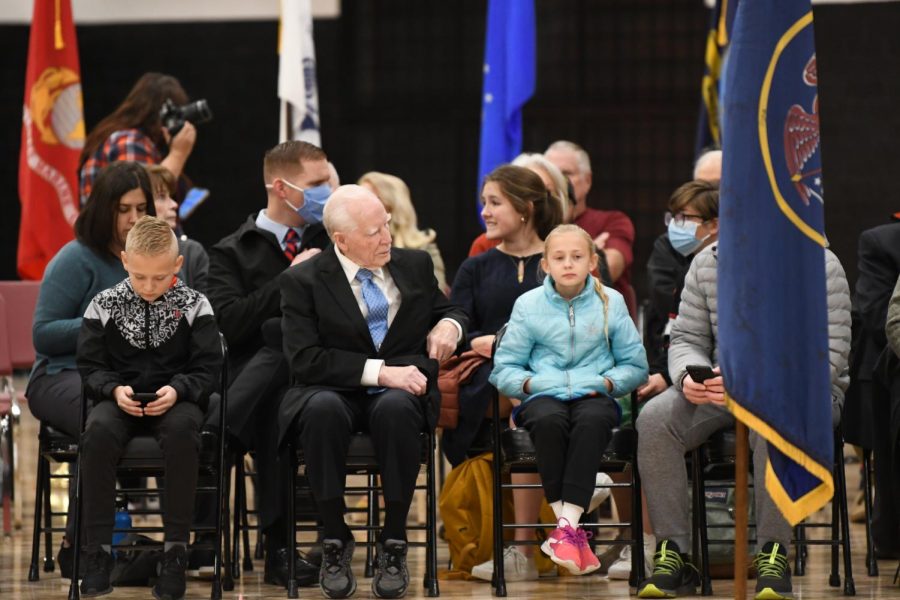 Veterans sit in a place of honor with family members at last years assembly.