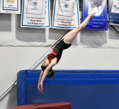 Gymnast Hailey Holbrook competes on the vault. 