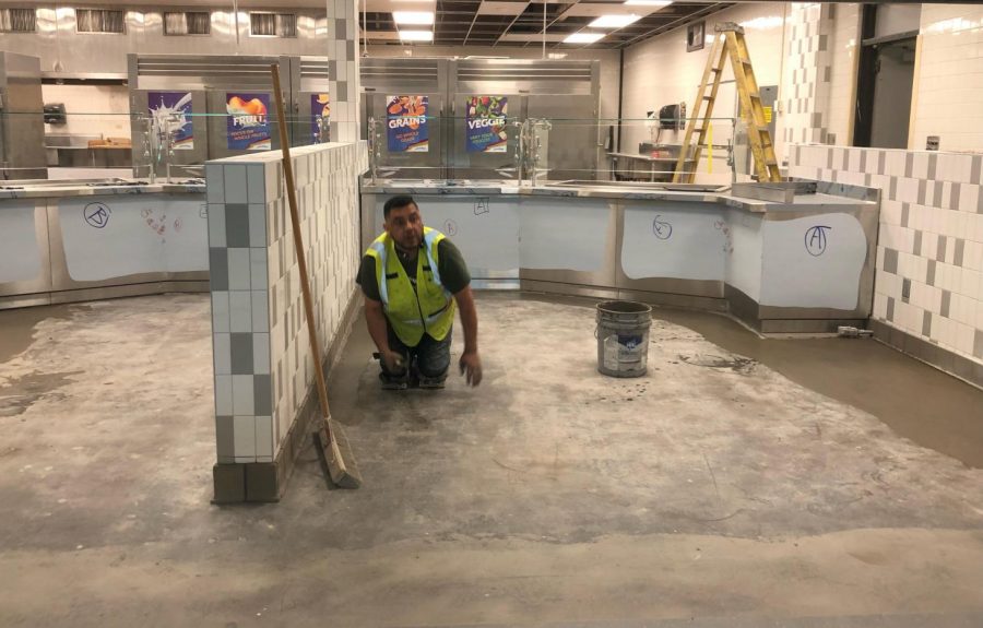 Construction workers continue to make the cafeteria functioning. If all goes as planned, it will be ready by the first of the year.