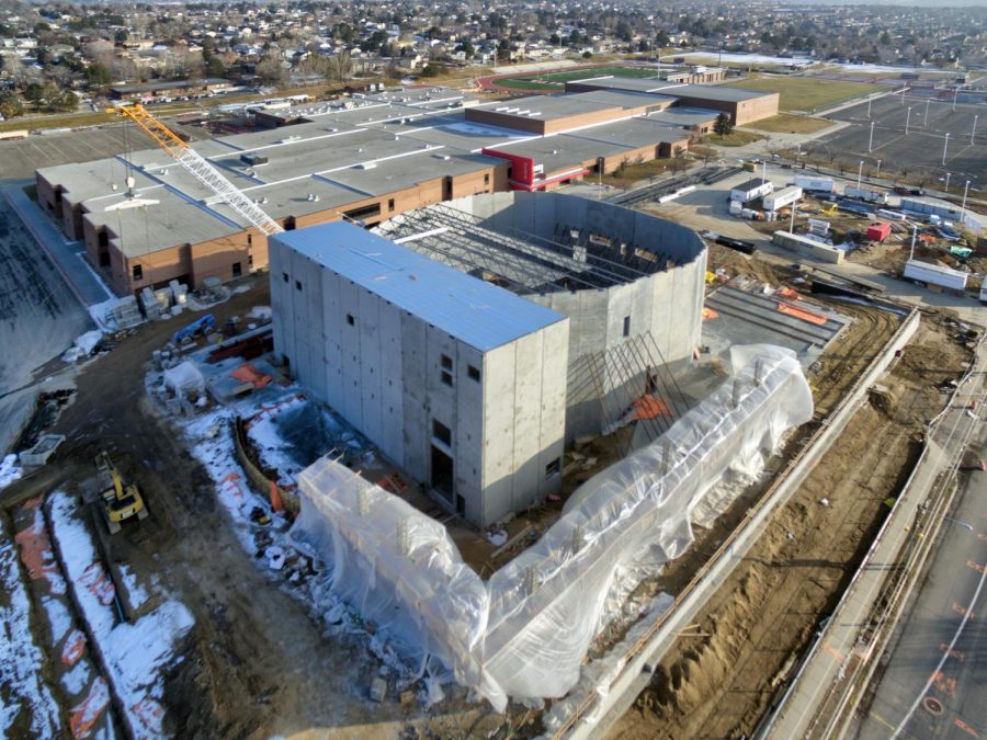 This aerial photo takin in January 2019 shows the progress on the Performing Arts Center. The PAC was finished May of 2020.