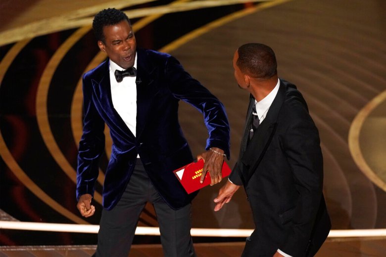 Will Smith slapping Chris Rock after the joke about Smiths Wife, Jada Pinkett-Smith. 