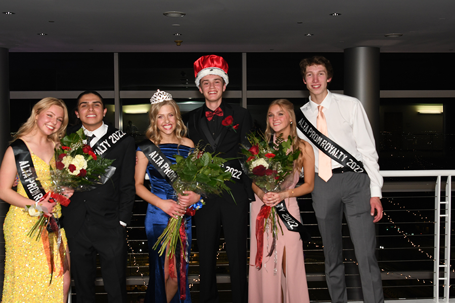 This year's Prom Royalty pose for a celebratory yearbook photo following their presentation to students.