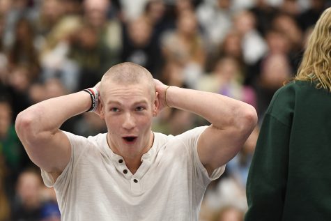 When students hit the $10,000 target for Make-a-Wish, Junior Class Vice-President Garrett Jessop volunteered to have his shaved in the assembly. The result was shocking.