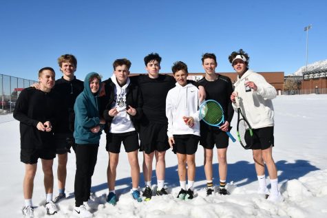 Members of the Alta High tennis team are eager to start playing despite cold and snowy weather.