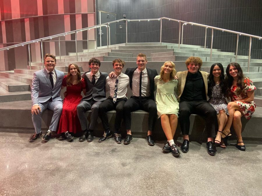 The 2023-24 Student Body Officers pose following this year's Inaguration. They are (left to right) Ethan Scott (Chief of Activities), Annie Heaton (Financial Chair), JJ Gardner (Vice-President), Bode Bjerregaard (Attorney General), Garrett Jessop (President), Jacy Elison (Secretary), Christian Larsen (Public Relations), Jessica Cai (Audio Visual Officer), and Alaina Ogden (Historian).