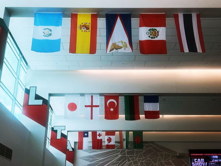 The country flags in the Commons represent students and staff at Alta. 