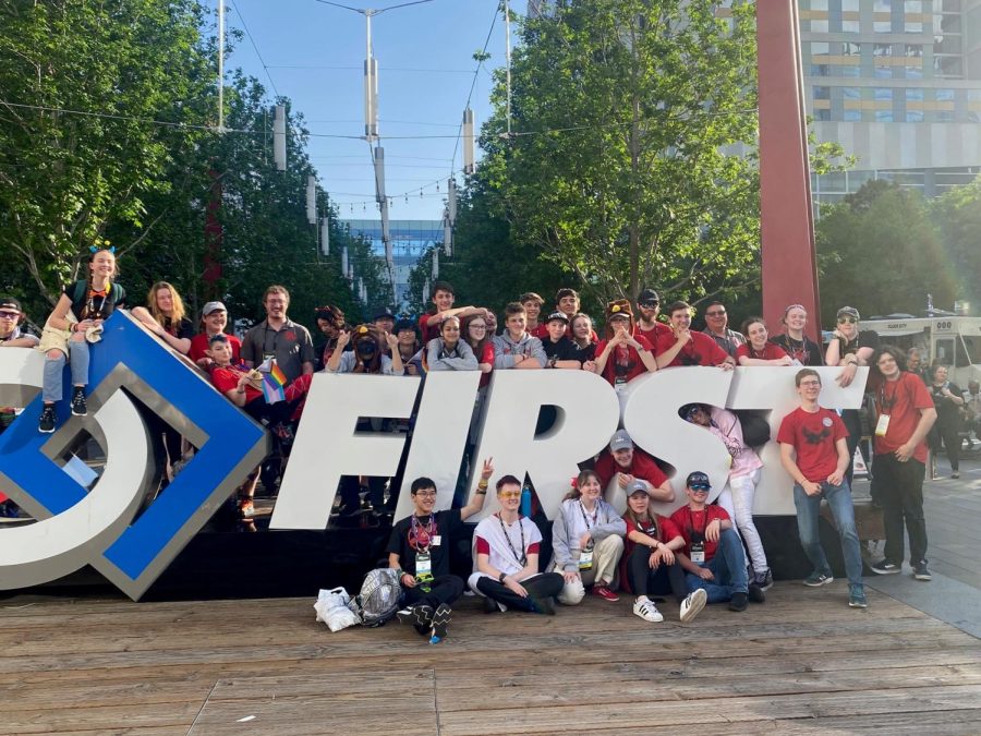 This years Robotics Team gathers for a group photo outside the Houston Convention Center earlier this month. The team enjoyed their experience and learned a lot about careers in many fields and areas.