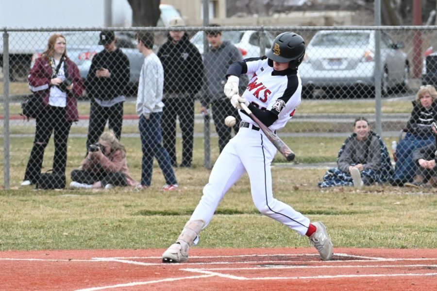 Bentley Crook hits a double in a region game versus Mountain View.